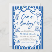 ブルーチャオベビーお洒落イタリアンベビーシャワー 招待状 (正面)