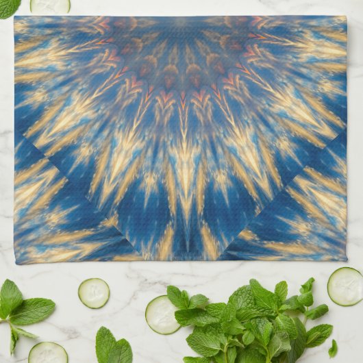 ブルーチャクラ万華鏡のように千変万化するパターンサンダー_コーブ キッチンタオル (折り畳み)