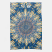 ブルーチャクラ万華鏡のように千変万化するパターンサンダー_コーブ キッチンタオル (縦)