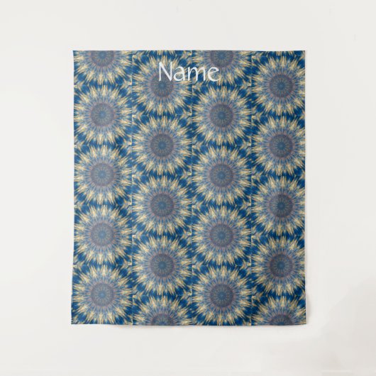 ブルーチャクラ万華鏡のように千変万化するパターンサンダー_コーブ タペストリー (正面)