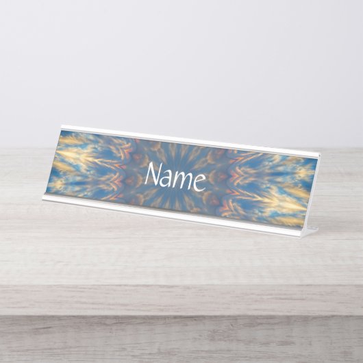 ブルーチャクラ万華鏡のように千変万化するパターンサンダー_コーブ デスクネームプレート (正面)