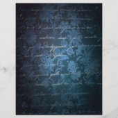 ブルーチャコールグレーグランジフローラスクラップブック紙 (正面)