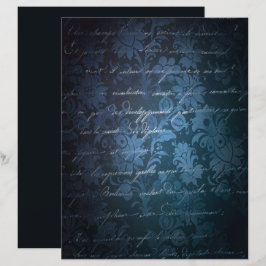 ブルーチャコールグレーグランジフローラスクラップブック紙