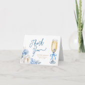 ブルーチャンパンジーン 結婚前お披露目 折りたためる感謝カード サンキューカード (正面)