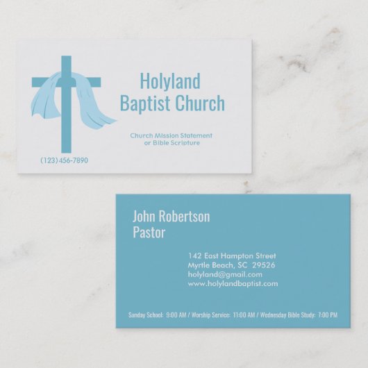 ブルーチャーチクロストーンクラウンビジネスカード 名刺 (正面/裏面)