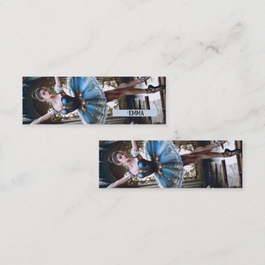 ブルーチュチュウのバレエダンサーの名前をカスタムするブックマーク スキニー名刺 (正面/裏面)