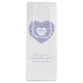 ブルーチューリップハートアート感謝していユー結婚式の引き出物 ワインギフトバッグ