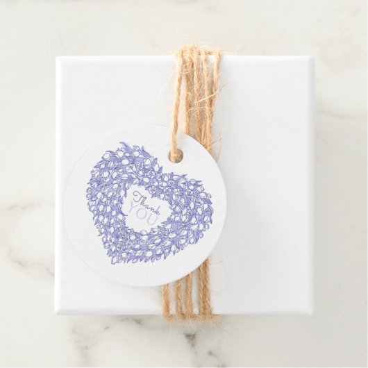 ブルーチューリップハート感謝していユー結婚式の引き出物ラベル フェイバータグ (インサイチュ)