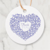 ブルーチューリップハート感謝していユー結婚式の引き出物ラベル フェイバータグ (正面)