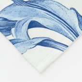 ブルーチューリップヴィンテージフローラルパターン フリースブランケット (角)