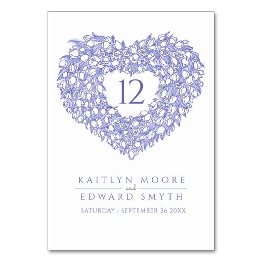 ブルーチューリップ結婚モノグラカスタムム テーブルナンバー (正面)