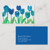 ブルーチューリップ絵を描ガーデンウォーターカラー花 名刺 (正面/裏面)