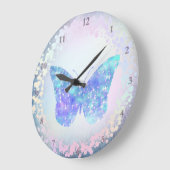 ブルーチョウ ラージ壁時計 (傾斜)