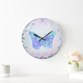 ブルーチョウ ラージ壁時計 (ホーム)