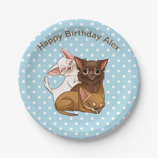 ブルーチワワ紙プレート ペーパープレート (正面)