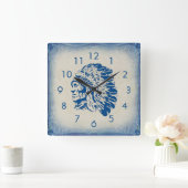 ブルーチーフシルエットウォールクロック スクエア壁時計 (ホーム)