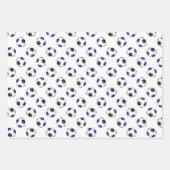 ブルーチームカラーのサッカーボールを調整する3pc ラッピングペーパーシート (正面3)