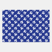 ブルーチームカラーのサッカーボールを調整する3pc ラッピングペーパーシート (正面2)