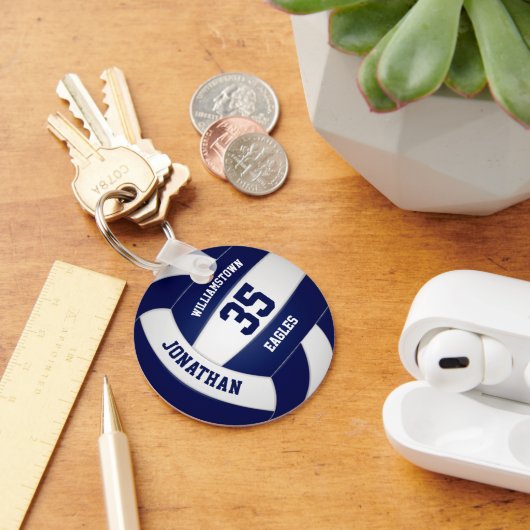 ブルーチームカラーズボーイズガールバレーボール キーホルダー (デスク)