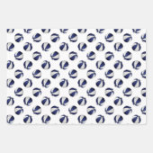 ブルーチームカラーバスケットボールを調整する3組 ラッピングペーパーシート (正面3)