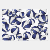 ブルーチームカラーバスケットボールを調整する3組 ラッピングペーパーシート (正面)