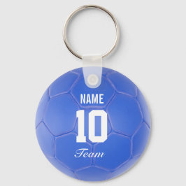 ブルーチームサッカーボールパーソナライズされた名 キーホルダー
