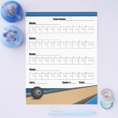 ブルーチームボーリングスコアシート チラシ (シングル)