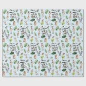 ブルーツインジャングルサファリ動物の男の子1歳の誕生日 ラッピングペーパー (フラット)