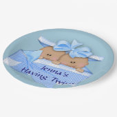 ブルーツインズアフリカンアメリカン赤ちゃんシャワーパーティー ペーパープレート (アングル)