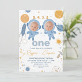 ブルーツインズ ファーストトリップ アラウンド ザ サン 1歳の誕生日 招待状 (スタンド正面)