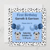 ブルーツインボーイズ1st誕生日パーティー 招待状 (正面)