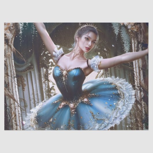 ブルーツツのバレエダンサー誕生日ギフトラップ 薄葉紙 (正面)