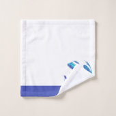 ブルーツリモダンーフロッグモノグラムイニシャル名 バスタオルセット (ウォッシュタオル)