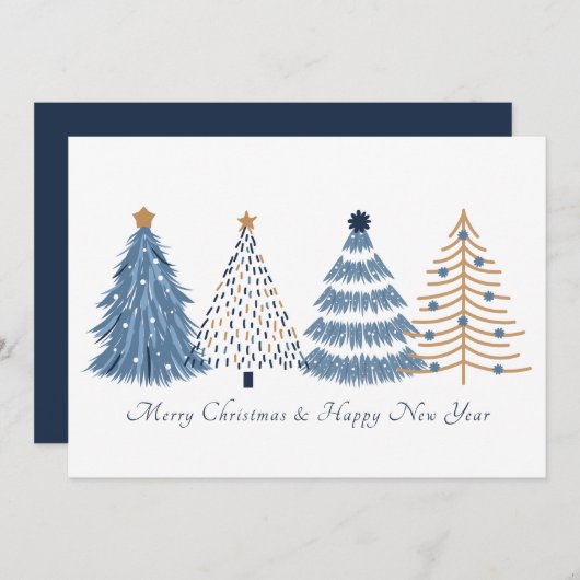 ブルーツリーズクリスマスニューイヤーホリデーカード 案内状 (正面/裏面)