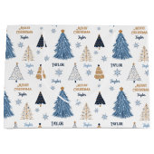 ブルーツリーズモダンクリスマス名文字 ラージペーパーバッグ (正面)