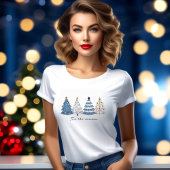 ブルーツリーズモダンシンプルクリスマス Tシャツ