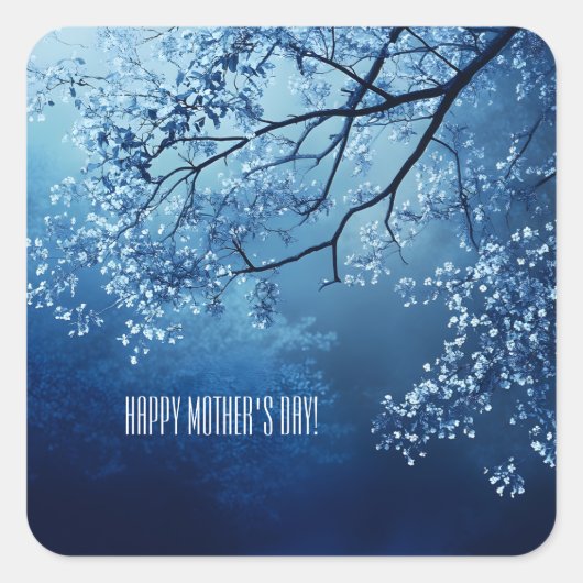 ブルーツリーツインマザーの日 スクエアシール (正面)