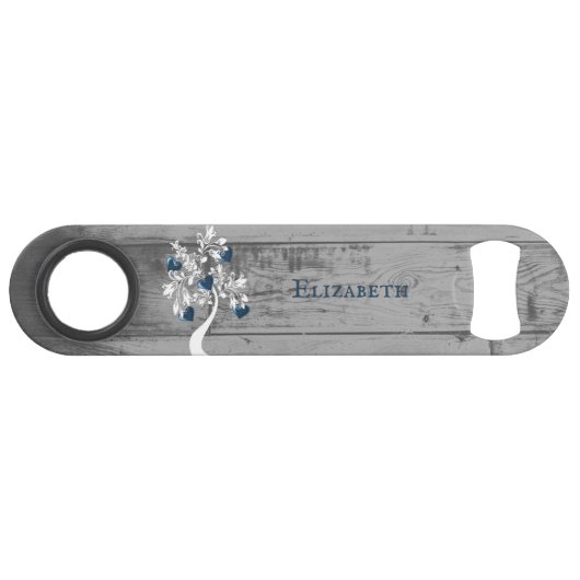 ブルーツリーハートパーソナライズされたボトルオープナー スピード栓抜き (正面(横))