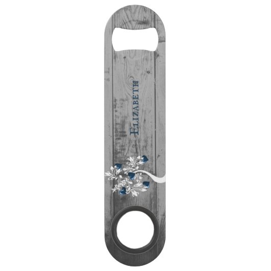 ブルーツリーハートパーソナライズされたボトルオープナー スピード栓抜き (正面)