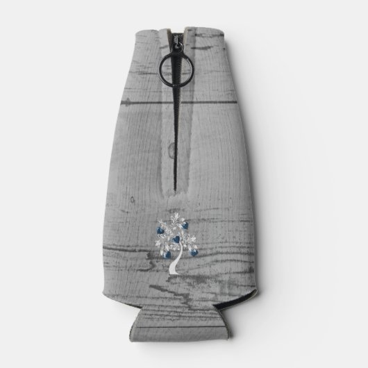 ブルーツリーハートパーソナライズされたボトルクール ボトルクーラー (裏面)