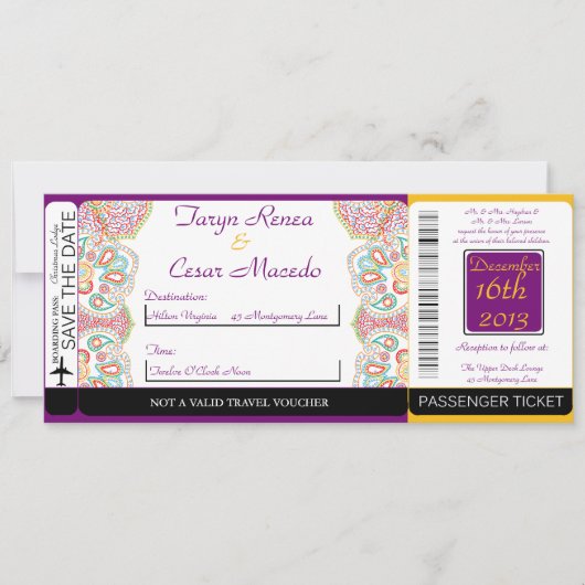 ブルーツリー/スノーボードパス結婚式招待状 招待状 (正面)