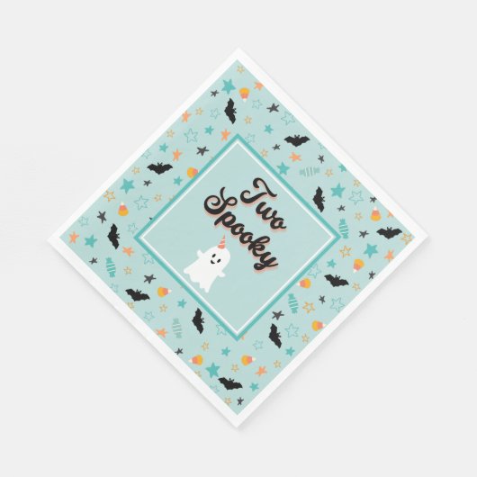 ブルーツーカワイイ不気味幽霊ハロウィーン誕生日 スタンダードランチョンナプキン (角)