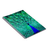 ブルーテかわいらしールピーコック鳥のモダントレンディーパターン ノートブック (右側)