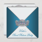 ブルーティアラSweet sixteen誕生会 招待状 (正面/裏面)