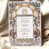 ブルーティスルヴィンテージ結婚アールヌーボー 招待状