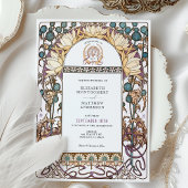 ブルーティスルヴィンテージ結婚アールヌーボー 招待状