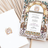 ブルーティスルヴィンテージ結婚アールヌーボー 招待状