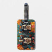 ブルーティックコンハウンドウィズハートバラバレンタインデー ラゲッジタグ (裏面縦)