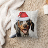 ブルーティックコンハウンドウオーターカラークリスマス クッション (ブランケット)