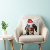 ブルーティックコンハウンドウオーターカラークリスマス クッション (椅子)